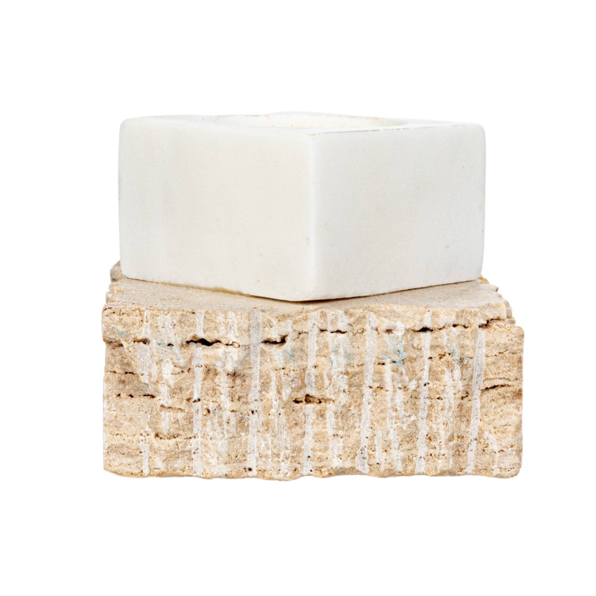 Hello Honey® 3.25" Decorative Marble & Travertine Candle Holder
